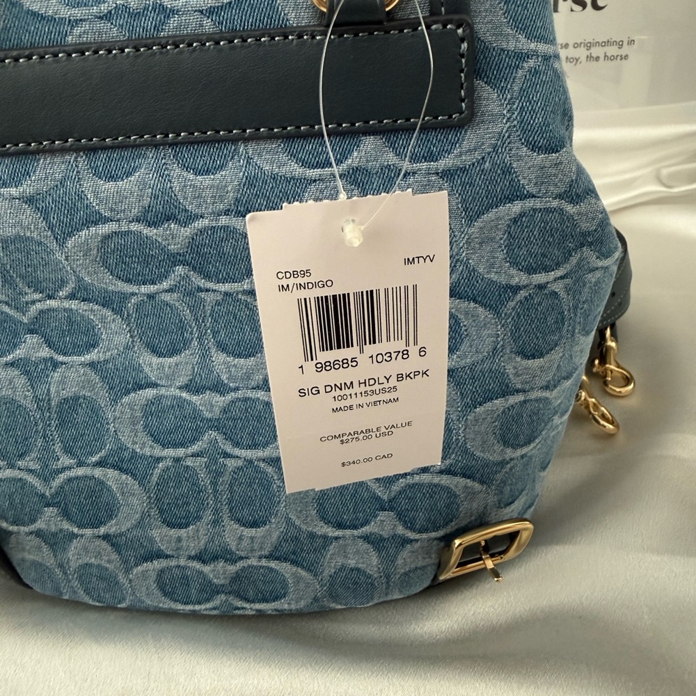 coach Hadley Backpack In Signature Denim - Picture 11 of 11